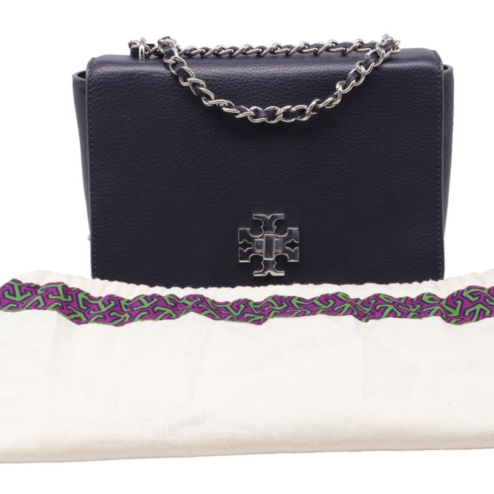 Tory Burch Mercer Shoulder Bag in Navy Blue Leather - Picture 6 of 12